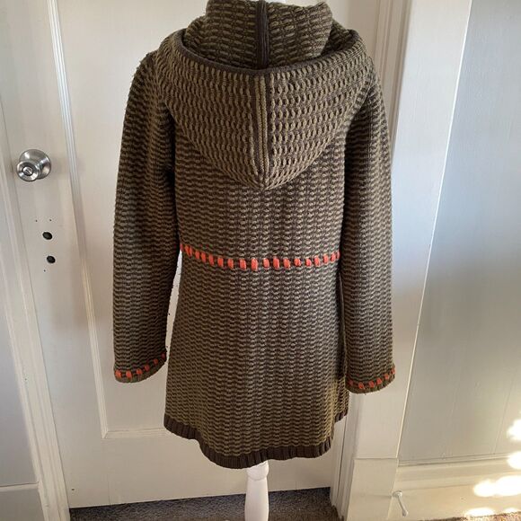 Cabi Wool Blend Long Cottagecore Embroidered Floral Hooded Zip Knit Sweater Sz S - Picture 7 of 14